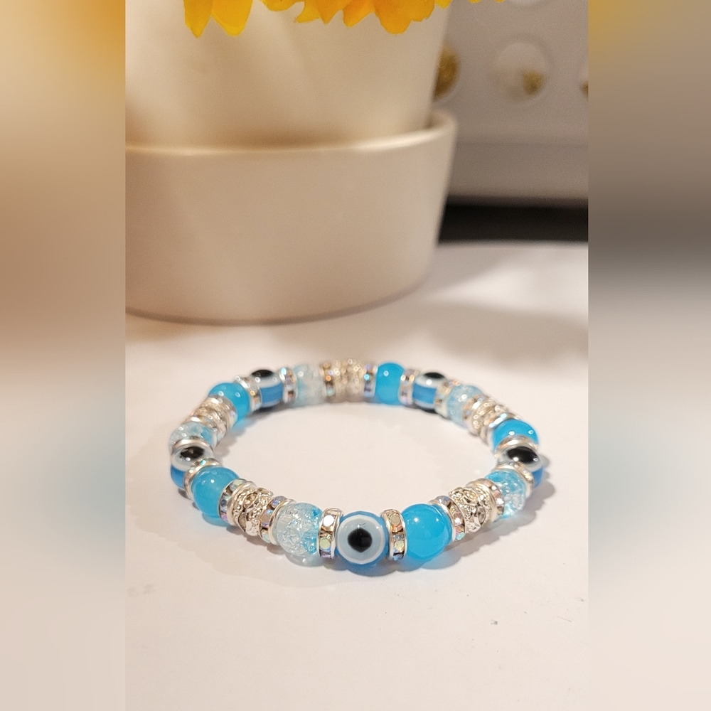 Blue Evil Eye Beaded Protection Mal De Ojo Luck Fashion Bracelet